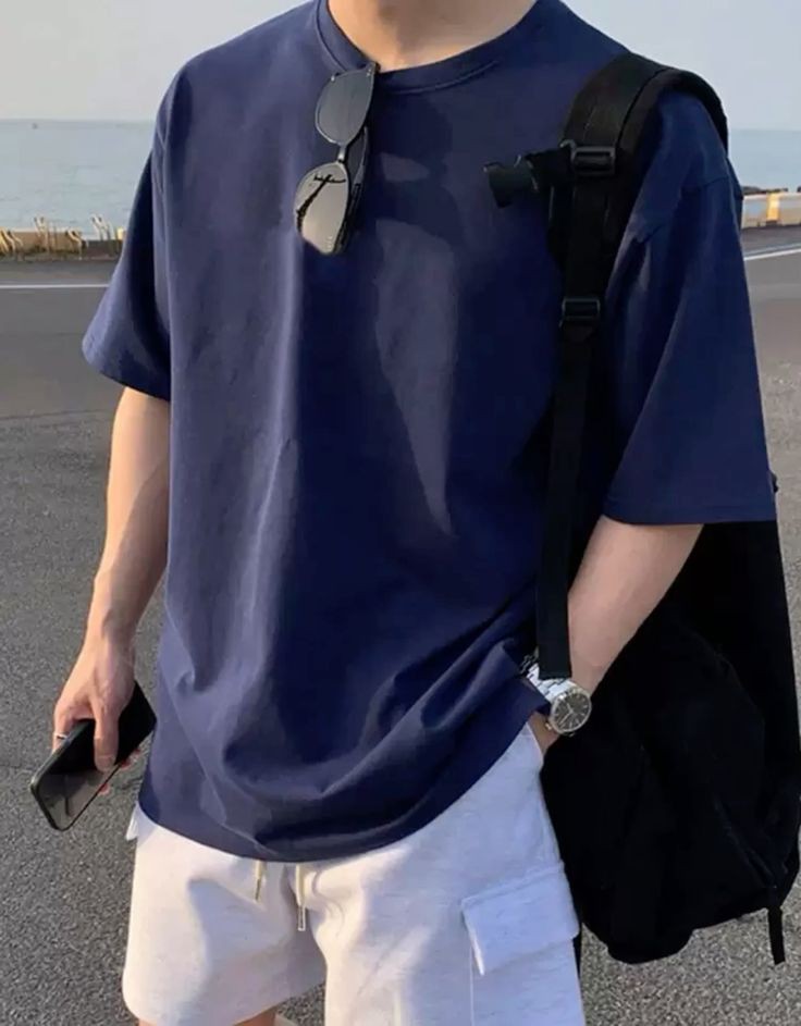 100% Pure Cotton 260GSM OVERSIZED NAVY BLUE TSHITS LOVENOCH
