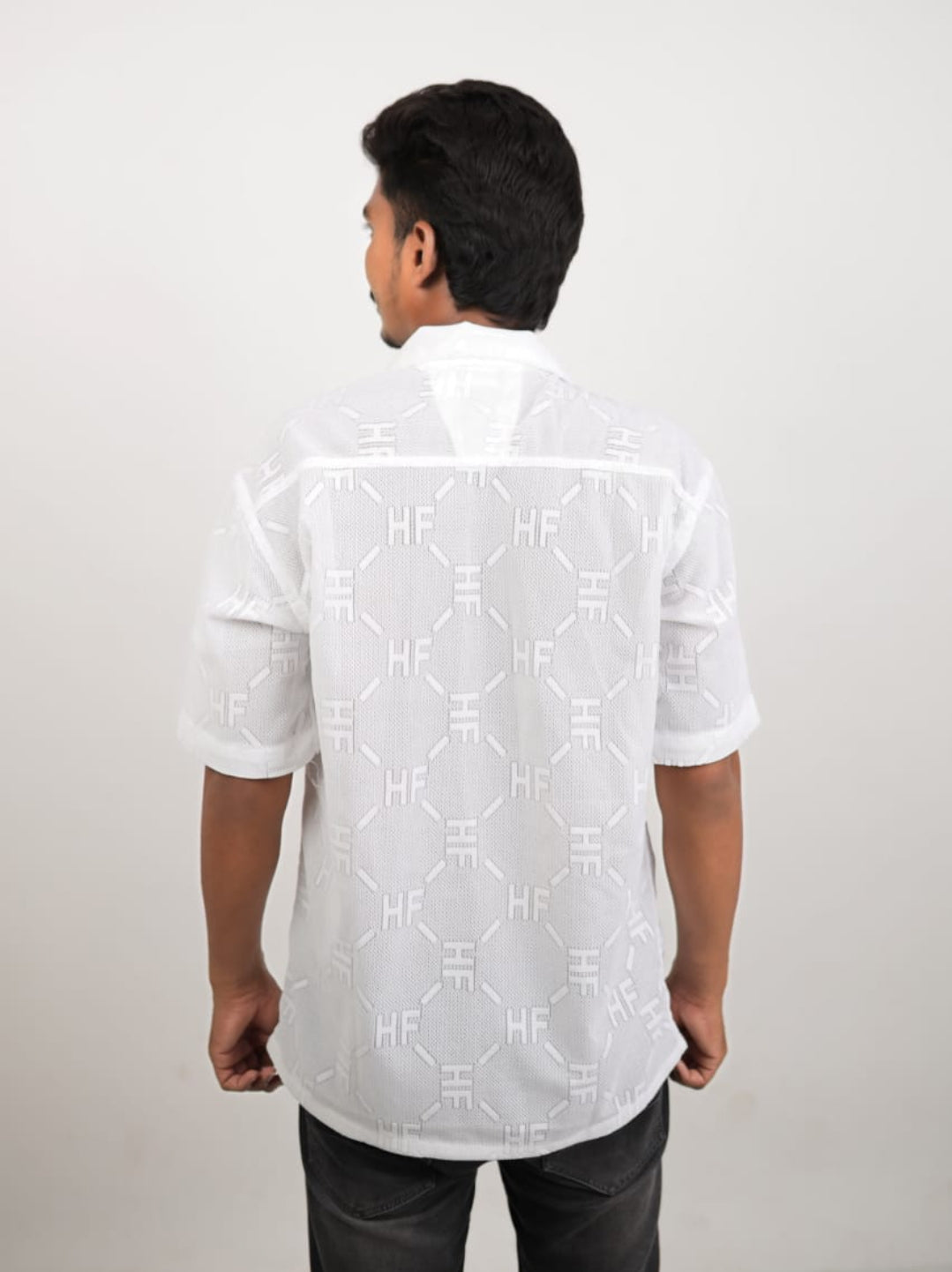 Classic Fit Textured Short Sleeves Boxy Shirt LOVENOCH