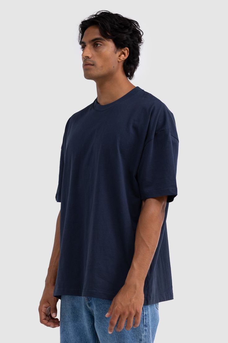 100% Pure Cotton 260GSM OVERSIZED NAVY BLUE TSHITS LOVENOCH